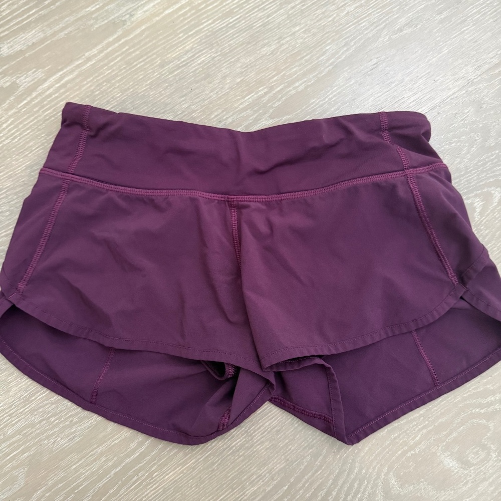Lululemon speed up shorts - size 2 - plum color